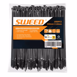 12 Inch Zip Cable Ties Black(1000 Pieces), Self-Locking Premium Cable Wire Ties, for Indoor and Outdoor by SWEED