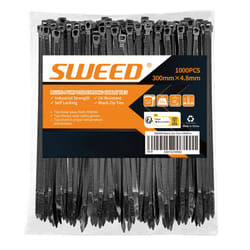12 Inch Zip Cable Ties Black(1000 Pieces), Self-Locking Premium Cable Wire Ties, for Indoor and Outdoor by SWEED