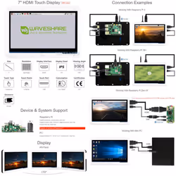 7inch HDMI LCD with Bicolor Case(Type C), Capacitive Touch IPS Screen, Compatible with Raspberry Pi 4B/3B+/3B/Jetson Nano/PC