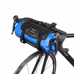 Waterproof Front Bicycle Bag, Bike Front Frame Handlebar Pannier Rack with Wheel, Dry Bag Top Closure 3L-7L Adjustable (Blue)