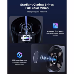 4MP PoE Security Camera Outdoor with Color Night Vision, F1.0 Large-Aperture, 1/1.8" Image Sensor, Smart Warm Light, Human/Vehicle/Pet Detection,