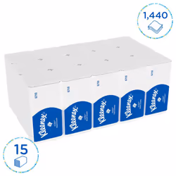 Ultra Interfold Hand Towels 6710-3 Ply V Fold Paper Towels - 15 Packs x 96 Paper Hand Towels (1,440 Total) & Andrex Gentle Clean Toilet Rolls - 72