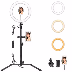 LR120 12inches Ring Light with Desktop Stand, 3000K-6000K Bi-color Tik Tok Ring Light with Phone Holder, USB Powered, Dimmabl ...