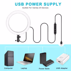 LR120 12inches Ring Light with Desktop Stand, 3000K-6000K Bi-color Tik Tok Ring Light with Phone Holder, USB Powered, Dimmable Video Ring Lignt for