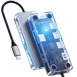 USB C Docking Station, 8 in 1 Type C Transparent Dock with 3*USB3.0 Type-A Port(5Gbps), 4KHDMI,RJ45(1000Mpbs),TF&SD, Type-C P ...