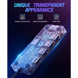 USB C Docking Station, 8 in 1 Type C Transparent Dock with 3*USB3.0 Type-A Port(5Gbps), 4KHDMI,RJ45(1000Mpbs),TF&SD, Type-C PD100W,Gray