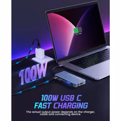 USB C Docking Station, 8 in 1 Type C Transparent Dock with 3*USB3.0 Type-A Port(5Gbps), 4KHDMI,RJ45(1000Mpbs),TF&SD, Type-C PD100W,Gray