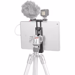 Metal Holder for iPad, Tablet Tripod Mount Adapter with 2 Cold Shoe, 1/4" Screw Acra Swiss Rail Mount, for iPad for Surface for other 7.9" to 12.9"
