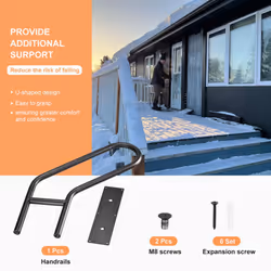 Wall Mounted Handrails for Outdoor Steps, Hand Rail for 1-3 Stairs, U-Shaped Stair Handrails (22.8"Length,18.5"Height) for Garden Garage Porch Patio