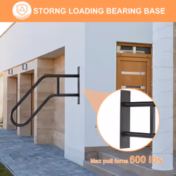 Wall Mounted Handrails for Outdoor Steps, Hand Rail for 1-3 Stairs, U-Shaped Stair Handrails (22.8"Length,18.5"Height) for Garden Garage Porch Patio