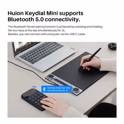 Keydial Mini K20 Express Keys Remote Keyboard Bluetooth 5.0 for Pen Display and Drawing Tablet with Dial Controller + 18 Customized Keys, Upgrade