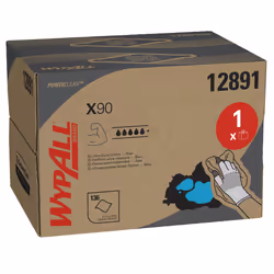 X90 Power Clean Cloths 12891 - 1 BRAG Box x 136 blue, 2 ply cloths