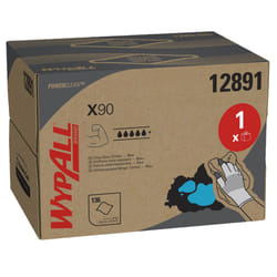 X90 Power Clean Cloths 12891 - 1 BRAG Box x 136 blue, 2 ply cloths
