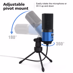USB Computer Microphone for Recording YouTube Video Voice Over Vocals for Mac & PC, Condenser Mic with Gain Control for Home Studio, Plug & Play -