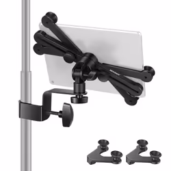 7-14 inches Adjustable Tablet Holder Mount with 360 Degree Swivel Clamp for Connecting with Microphone Stand, Compatible with ...