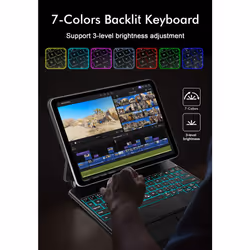 Magnetic Keyboard Case for 10.9 inch iPad Air 5th 2022/Air 4th 2020 and iPad Pro 11 inch (4th/3rd/2nd/1st Gen) With 7 Color Backlit Laptop Style Keys&