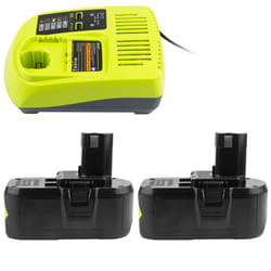 RB18L50 18V 5Ah Replacement Battery for Ryobi 2 Packs with Dual P117 USB Port Charger Replacement for Ryobi P117 12V-18V One Plus Series, USB Charger
