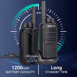 NR610 Walkie Talkie Professional, Handheld 2 Way Radio with Earpieces, AI Noise Cancelling, PMR446 VOX, 1200mAh USB C Rechargeable Walkie Talkies for