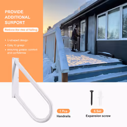 Hand Rails for Outdoor Steps, Wall Mount Handrails for 1-2 Steps, U-Shaped Stair Handrails (18"Length,16.5"Height) for Garden Wall Garage Porch Steps