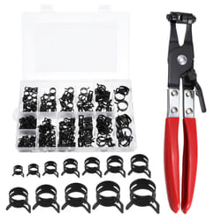 210Pcs 7-25mm 12 Size Spring Band Hose Clamp with Swivel Clamp Plier Assortment Kits, Fuel/Silicone Vacuum Hose Pipe Clamp Low Pressure Air Clip Clamp
