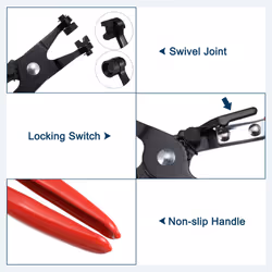 210Pcs 7-25mm 12 Size Spring Band Hose Clamp with Swivel Clamp Plier Assortment Kits, Fuel/Silicone Vacuum Hose Pipe Clamp Low Pressure Air Clip Clamp