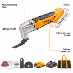 Multi Tool with 2.0Ah Battery and Charger Lithium-Ion20V DIY Oscillating Multi-Tool with 8Pcs Accessory Kit CMLI2053