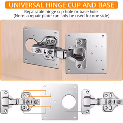 20PCS Half Overlay Soft Close Cabinet Hinge Repair Plate Kit with Screws for Cabinet Furniture Drawer Window Stainless Steel Plate Repair Accessory