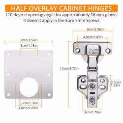 20PCS Half Overlay Soft Close Cabinet Hinge Repair Plate Kit with Screws for Cabinet Furniture Drawer Window Stainless Steel Plate Repair Accessory