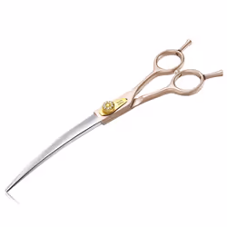Professional Dog Grooming Scissors - 7 Inch Curved Shear Japanese 440C Stainless Steel Dog Scissors with Diamond Screw, Roseg ...