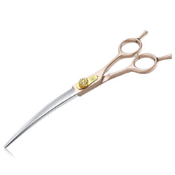 Professional Dog Grooming Scissors - 7 Inch Curved Shear Japanese 440C Stainless Steel Dog Scissors with Diamond Screw, Rosegold, Sharp & Durable