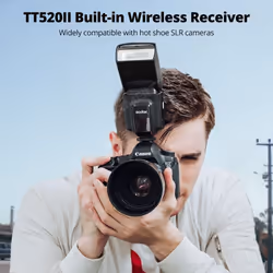 TT520II Camera Flash Universal On-Camera Flash Electronic Speedlite Wireless Transmission for Canon Nikon Panasonic Olympus Pentax DSLR Camera