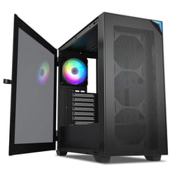 AL800 Full Tower PC Computer Case w/Door Opening Design Tempered Glass, E-ATX/ATX Support, Built-in ARGB LED Strip in Front Mesh Panel, Type-C Ready,