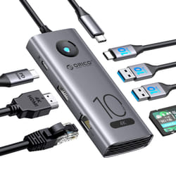 10Gbps USB C Hub,ORICO 8-in-1 USB-C Laptop Docking Station to 4K@60Hz HDMI,2USB 3.2 10G,USB-C 10G,100W PD,SD/TF,Gigabit Ethernet for Dell/Surface/HP