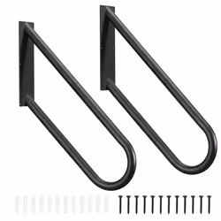 2pcs U-Shaped Stair Handrails for Outdoor Steps, Wall Mount Handrail 1-4 Steps, Hand Railings (27.5"Length,24"Height) for Gar ...