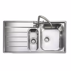 Rangemaster OL9852, Flush-mounted sink, Rectangular, Stainless steel, Stainless steel, 2 bowls, Rectangular