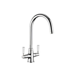 Kitchen Sink Tap Dual Lever Mono Classic Mixer Chrome Mixer Tap Swivel Spout