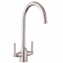 Modern Parma Kitchen Sink Dual Lever Mono Modern Mixer Tap Swivel Spout Brushed