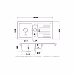 Rangemaster Rustic Kitchen Sink 1.5 Bowl White Ceramic Inset Reversible Waste