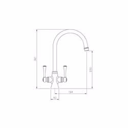 Traditional Estuary Kitchen Mixer Tap Twin Lever Swivel Curved Brushed Copper