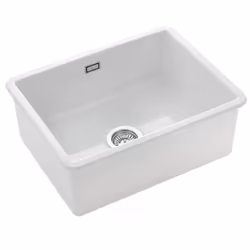 Rangemaster Rustique Kitchen Sink Single Bowl Rectangular Ceramic Strainer Waste