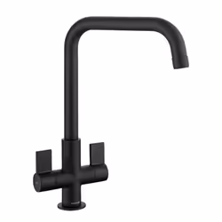 Rangemaster Aquaquad Kitchen Mixer Tap Matt Black D Shape Spout Twin Lever