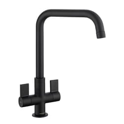 Rangemaster Aquaquad Kitchen Mixer Tap Matt Black D Shape Spout Twin Lever
