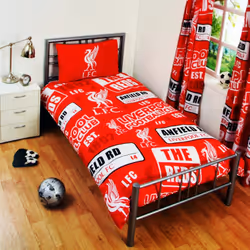 Liverpool FC Childrens/Kids Official Patch Football Crest Duvet Set - Single, Red
