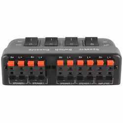 Stereo Speaker 4 Way Switch Box Splitter/Selector for 2/4 pairs of speakers