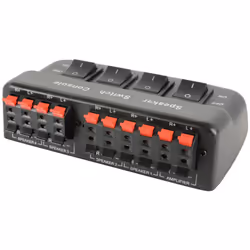 Stereo Speaker 4 Way Switch Box Splitter/Selector for 2/4 pairs of speakers