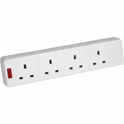 4 Gang Way 13A Trailing Socket with Neon Re-wireable