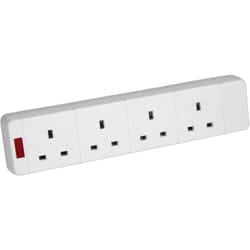 4 Gang Way 13A Trailing Socket with Neon Re-wireable