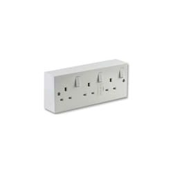 Single 1 Gang to Triple 3 Gang Switched Fused Mains Socket Converter with Back Box, White