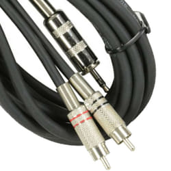 Citronic High Quality Classic 3.5mm TRS Jack to 2 x RCA Phono Leads 3m