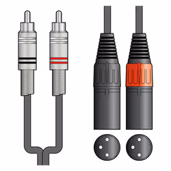 Twin Dual XLR 3 Pin Plug Plugs to 2 x RCA Phono Cable Lead 0.75m